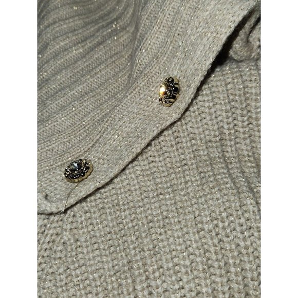 89th & Madison Cream with Gold Threading 3/4 sleeve, cowl-neck sweater (NWOT) - Picture 4 of 5